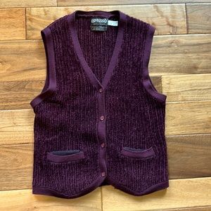 Vtg Chenille cardigan vest